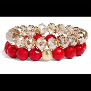 Set of 2stone beaded stretch bracelets